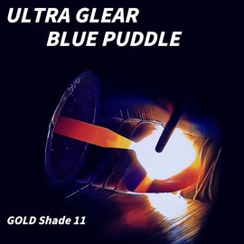 Gold Shade 11 2x4 1/4 Auto Darkening Welding Lens, Cool Blue Puddle Technology 2x4 Welding Lens, Welding Lens Auto Darkening Replacement for a Sugar Scoop Welding Hood or Pancake Welding Hood