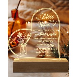 Hiipeenow House Warming Gifts New Home, House Blessing Acrylic Engraved Night Light 15*19CM Christian Present, First Home New Apartment House Gifts for Women Men Couple New Homeowner Friend Coworker