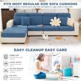 Topchances 2023 New Wear-Resistant Universal Sofa Cover, Stretch Couch Cushion Slipcovers Replacement, Anti-Slip L Shape Sofa Covers, Chaise Lounge Sofa Slipcover (Leaves Pink, 1 Seat Cover)