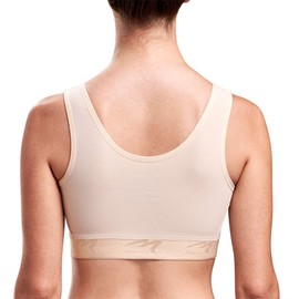 MARENA B2 Flexfit Adjustable Sport Shirred Front Shoulder Closure Bra, 30 AA/A, Beige