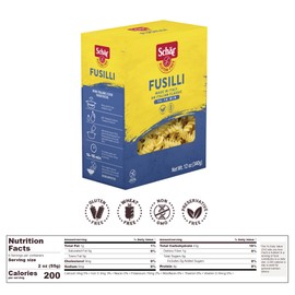 Schar - Pasta Fusilli- Certified Gluten Free - No GMO's, Wheat or Preservatives - (12 oz) 5 Pack