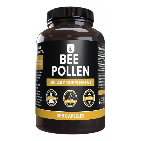 PURE ORIGINAL INGREDIENTS Bee Pollen Abeja 1030 Mg Con 365 Capsulas  Hecho En Usa