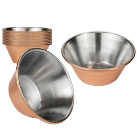 Fit Meal Prep [12 Pack 1.5 oz Stainless Steel Sauce Cups - Copper Plated Individual Round Condiments Ramekins, Commercial Grade Safe/Portion Dipping Sauce Kitchen Set