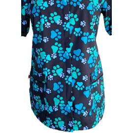 Ladybird Line Pet Grooming Smock | Waterproof Grooming Smock for Dog Groomers | Smocks for Dog Groomers | Grooming Smocks for Women - Black Paw Print - (3X-Large)