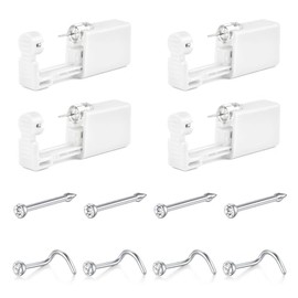 AceFun Nose Piercing Kit, 4 Pack Self Nose Piercing Gun, Disposable Safety Nose Piercing Kit with Nose Rings Stud Nose Piercings Gun Kit Tool (Silver or Gold), Stainless Steel