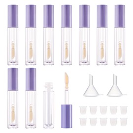 CAIYA 10PCS Empty Lip Gloss Tubes with Wand Applicator, 3ml Refillable Lip Gloss Containers, Transparent Lip Gloss Bottles for Women Girls DIY Makeup Homemade Foundation Sample