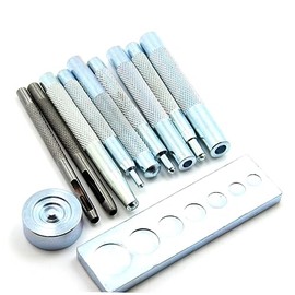KONTONTY 11pcs Solid Metal Craft Tool Set Punch Snap Kit Rivet Setter Base for Punch Hole Install Rivet