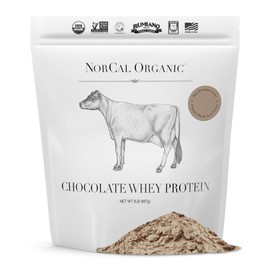 NorCal Organic Chocolate Whey Protein | 100% USA Grass-Fed, USDA Certified | Naturally Flavored with Raw Cacao from California Family Farms | 32 Ounce (Pack of 1) - 32 Servings