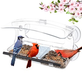 ACEROMT Window Bird Feeder with Strong Suction Cups - Clear Window Bird feeders for Viewing, Bird Feeder Window Viewing Box Transparent Bird House for Outdoors, Gifts for Mom Dad