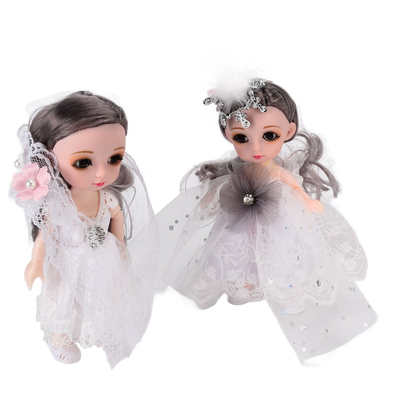 2pcs 6.7 Inch Girl Doll Joint Movable Exquisite Lovely Doll