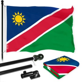 UD_G128 Combo Pack: 6 Ft Tangle Free Aluminum Spinning Flagpole (Black) & Namibia Namibian Flag 3x5 Ft, LiteWeave Pro Series Pri