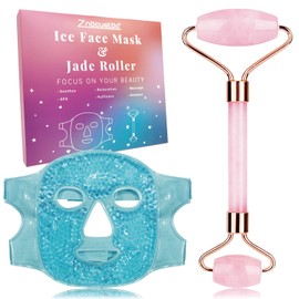 ZN?CUET?D ZN?CUET?D Ice Face Roller Facial Jade Roller and Ice Face Mask Cold Cooling Gel Mask Gift Set for Women Face Aging Wrinkles Lifting Firming Puffy Eyes, Eye Face Neck Roller Massager SPA Tools