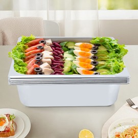 Set of 6-2/3 Size 4 Inch Deep Steam Table Pan Stainless Steel Hotel Pans Catering Food Pan Restaurant Supplies Roasting Pan for Buffet(13.6 * 12.8 * 4inch)