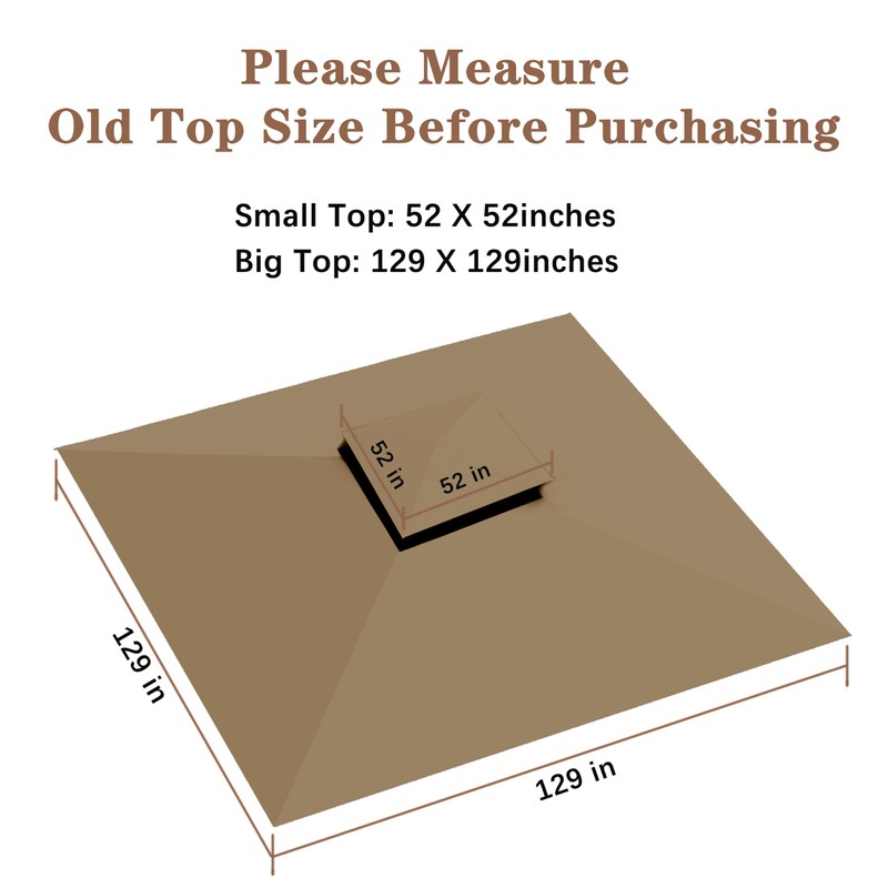 SCOCANOPY Replacement roof Compatible with Target Madaga Gazebo Model L-GZ136PST,(Khaki)