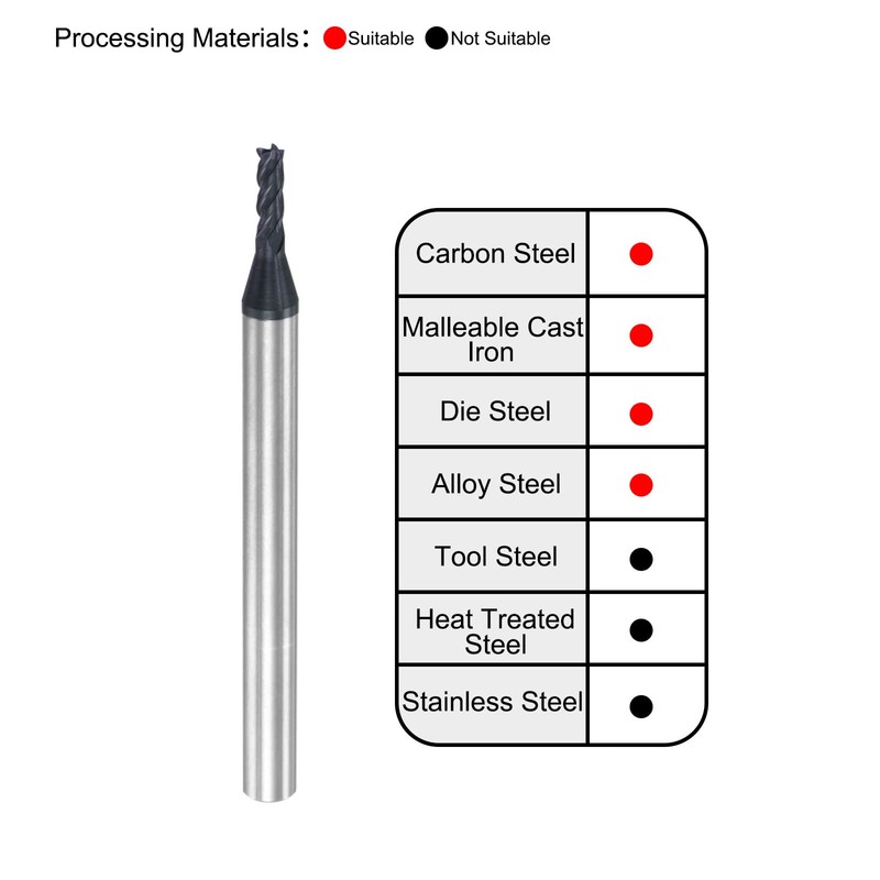 sourcing map Square Nose End Mill, 2mm Tip Dia Solid