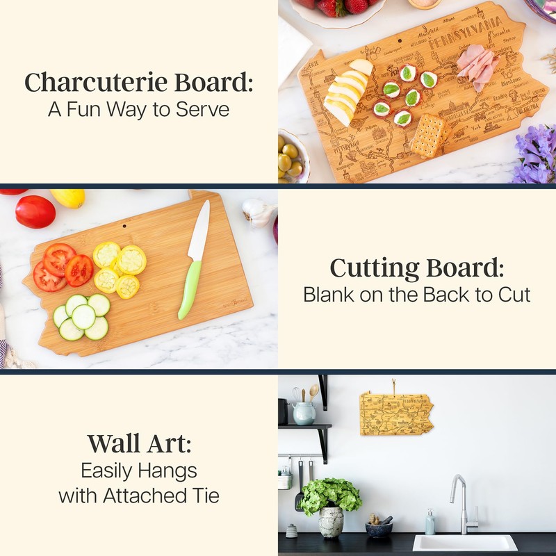 Totally Bamboo Destination Pennsylvania Shaped Cutting Board – Bamboo Charcuterie