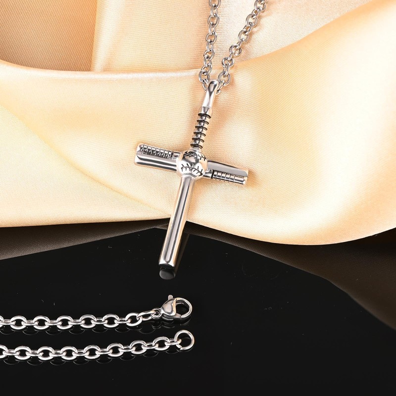 INFINIONLY Mens Womens Stainless Steel Cross Necklace Pendant Creative Silver