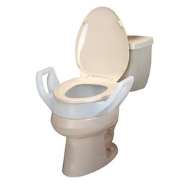 SP Ableware 725753311 Elevated Toilet Seat with Arms for Elongated Toilet, 3-1/2", White, Supports Up to 300-Pound