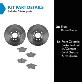 TRQ Front Brake Pad & Rotor Kit Brake Pads Brake Rotor Ceramic Compatible with 1999-2003 Saab 9-3 1999-2005 9-5 2001-2002 Saturn L100 2001-2003 L200 2001-2005 L300 2000 LS LS1 LS2 LW1 LW2 LW200 LW300