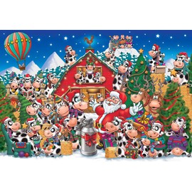 Vermont Christmas Company Cow Party Jigsaw Puzzle - 100 Piece Puzzles for Kids & Seniors with Large, Fully-Interlocking & Randomly Shaped Pieces - 100 Piece Puzzles for Seniors & Kids