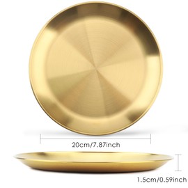 Stainless Steel Plates,6 Pack 304 Stainless Steel Dishes 304 Dinner Dishes,feeding Serving Camping Plates Serving Flat Plate for Kitchen, Outdoor Camping, & Restaurants,Dishwasher-Safe (7.9 Inches)