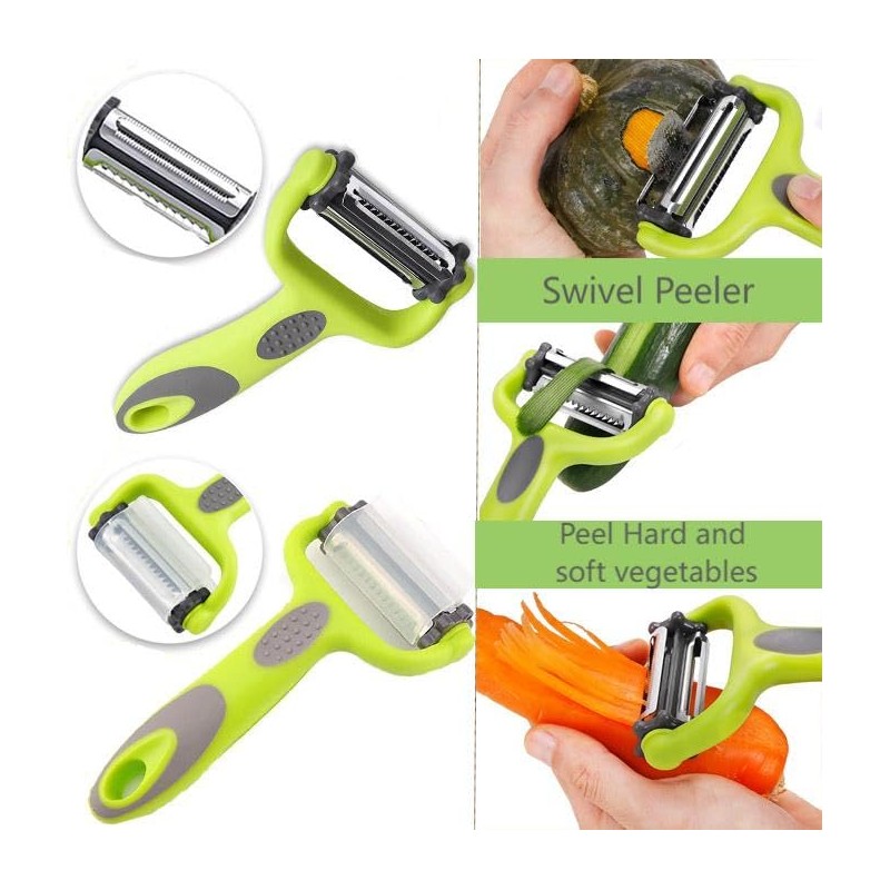 Multi 3-in-1 Vegetable Peeler Set - for Potato, Carrot, Cucumber,