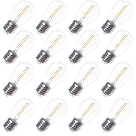 abulber S14 led Outdoor String Light Replacement Bulbs,Plastic,Shatterproof,Waterproof.1 Watt to Replace 11 Watts Incandescent Bulb.120V 2700K E26 Warm White 16 Pack