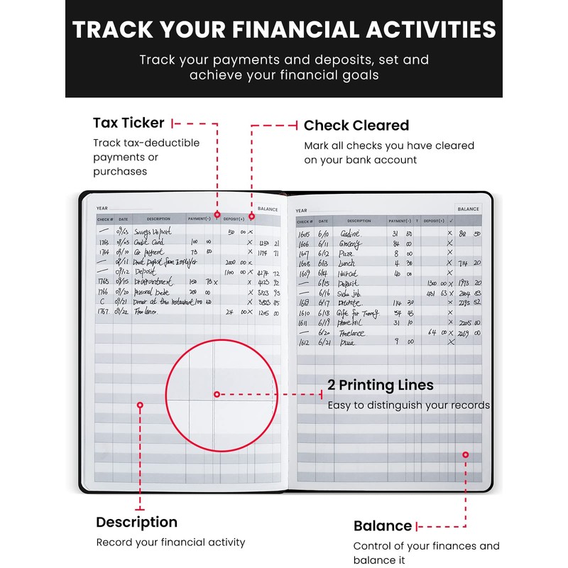 Molekaus Accounting Ledger Book Check Registers for Personal Checkbook Register