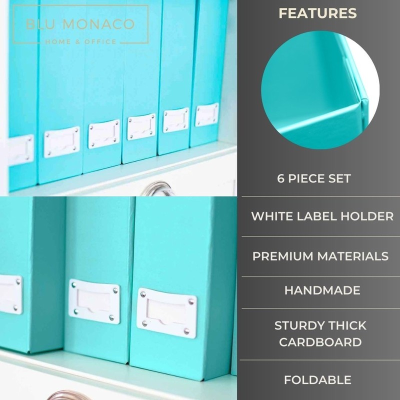 BLU MONACO Set of 6 Foldable Fun Aqua Magazine File