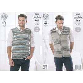 King Cole Mens Double Knitting Pattern Sleeveless Slipover & Waistcoat Drifter DK (4260),Multicolor,38" - 48" Chest