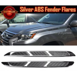 SDeelCase 2 Pcs 14.5" x 1.5" ABS Decor Chrome Hood Fender Intake Air Vent Trim For Dodge