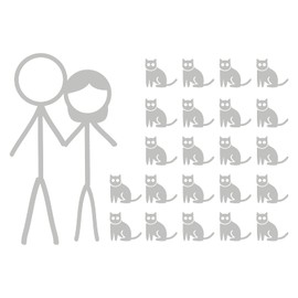 Crazy Cat Stick Figure Couple - 8.0" x 5.5" - Vinyl Decal Sticker Bumper Window Family Funny