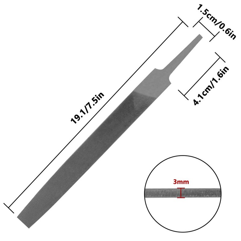 KALIM Flat Medium Cut File, Double Cut Teeth, 6'' Length,