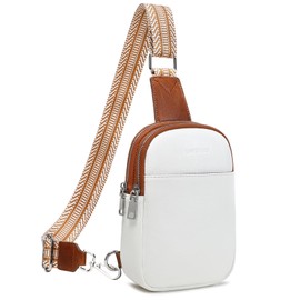 Sling Bag for Women Trendy Crossbody Purse PU Leather Fanny Packs Small Backpack Chest Bag for Travel Hiking Cycling (X-White)