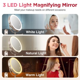 Wall Mounted Makeup Mirror, 1x/20x Magnifying Mirror with 8.5" Double Sided, Vanity Makeup Mirror for Bathroom, Brushed Nickel