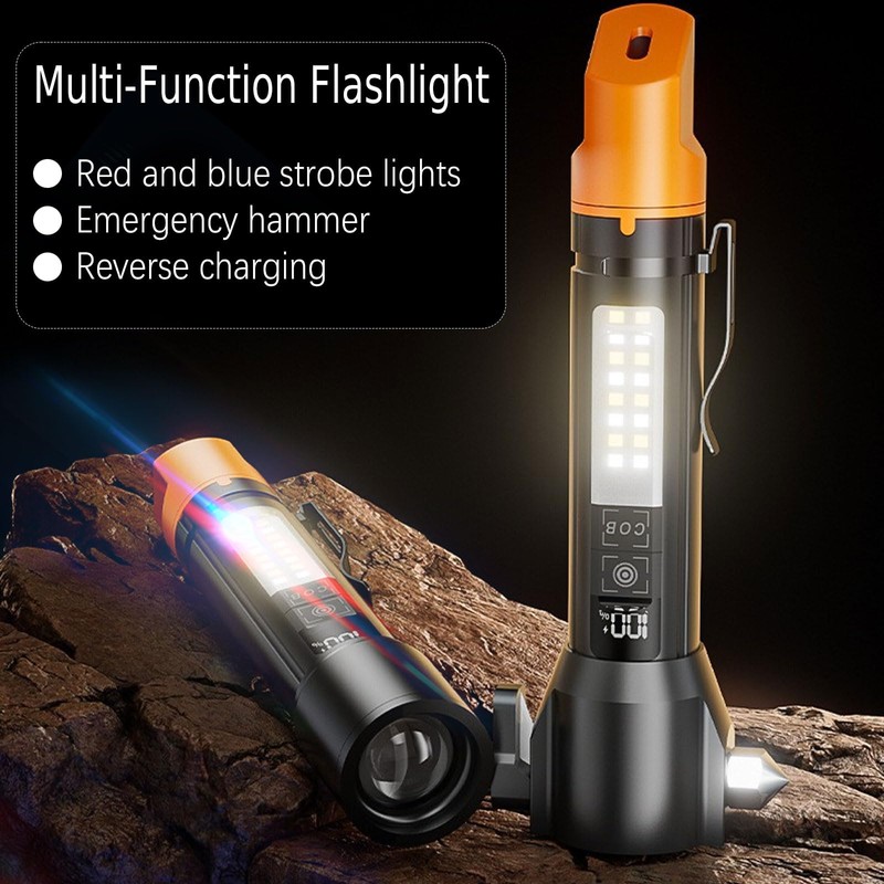 LARYEECHA Tactical Flashlight Rechargeable, Zoomable LED Flashlight with COB Side