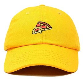 DALIX Pizza Slice Embroidered Dad Cap Cotton Baseball Hat Unisex in Gold