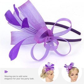 Beaupretty Fascinators for Women, Fascinators Hat Flower Mesh Headband Cocktail Party Hat Bridal Headpieces for Tea Party Birthday Purple