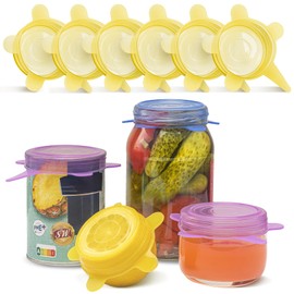 Orblue Silicone Stretch Lids 6-Pack Small for Fresh Food Storage - Seal in Flavors, Keep Food Fresh and Reduce Waste Yellow