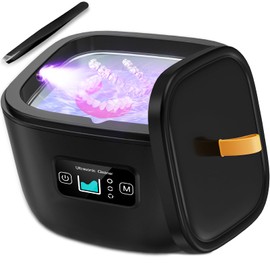 Retainer Cleaner Machine - Raccomb 45kHz LED Light Cleaner for Dentures, Aligner, Mouth Guard, Night Guard Cleaner, 255mL Sonic Cleaning Machine for Jewelry, Dental Appliances
