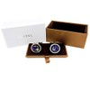 LBFEEL Really Spins Rhodium Plated Blue Globe Earth Cufflinks for
