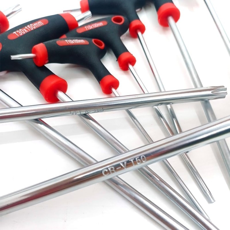 KEWAYO9pcs T-Handle Torx Set, Chrome Vanadium Steel Star Keys (T10-T50),