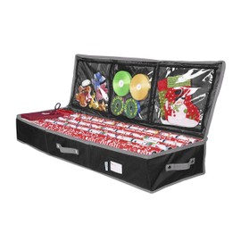 Primode Gift Wrap Storage Organizer for 40 Inch Wrapping Paper, Ribbon and Bows, 41”x 14”x 6 Wrap Storage Box Container Underbed Storage 600D Oxford Material (Black)