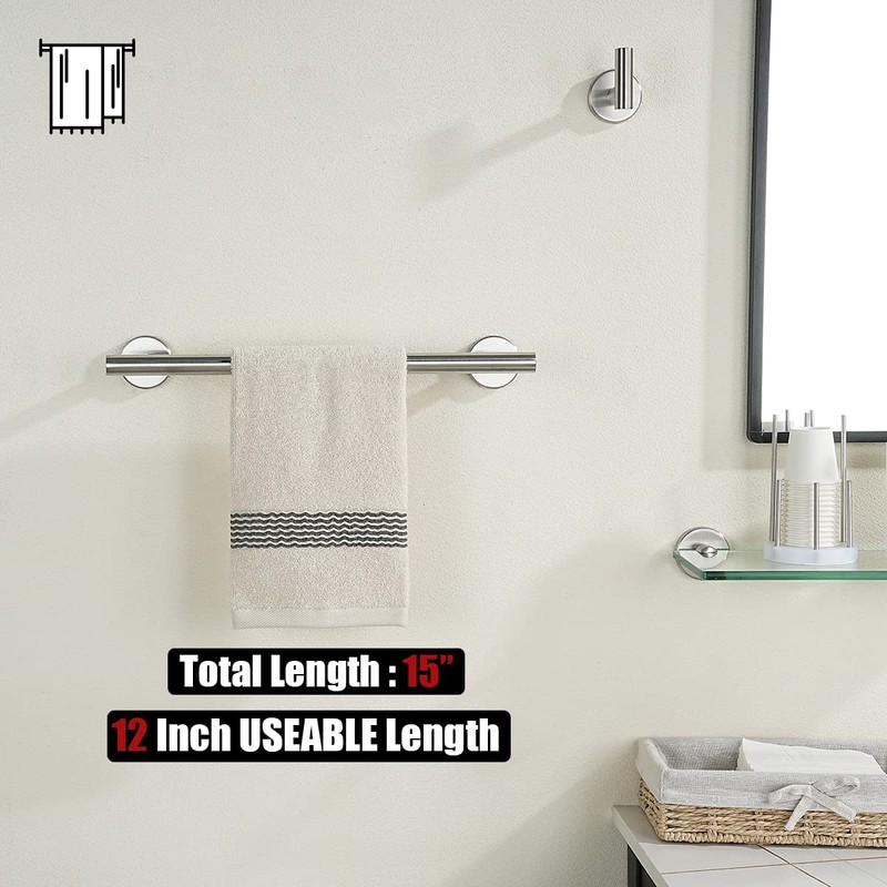 JQK Bathroom Towel Bar, 15 Inch 304 Stainless Steel Thicken