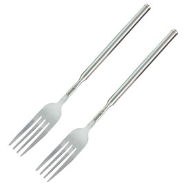 2 Pieces Extendable Stainless Steel Fork, Telescopic Fork, Extended Dinner Fork, Retractable Fork with Long Handle, Long Handle Fork, Cutlery for BBQ Toasting, Dinner, Fruit, Dessert, Grilling 22-64
