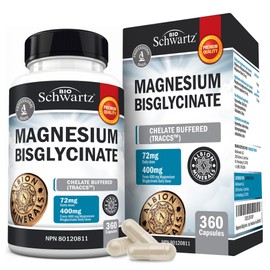 BioSchwartz Magnesium Glycinate | Calm Magnesium for Sleep & Relaxation | Muscle, Bone & Joint Support | Maximum Absorption & Bioavailability | Mag Bisglycinate Supplement 400mg | 360ct, Four-Month Supply