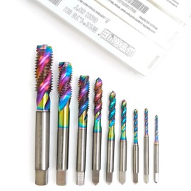 WEXWE Tools DLC Coating Spiral Flute Taps High Speed Steel (HSS) 3 Flutes Machine Screw Tap Set Metric M2 M2.5 M3 M4 M5 M6 M8 M10 M12 Thread Tapping Tool 9cps