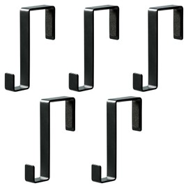 Como Life Door Hanger, Set of 5, Door Hook, Door Hook, Backpack Hanger, Bag Hanger, Storage Black, 4 Places, Anti-slip, Scratch-Resistant, Quiet, Space, Effective Use, Umbrella, Hat, Coat, Accessories, Temporary Storage, Closet, Living Room, Washroom, Lo