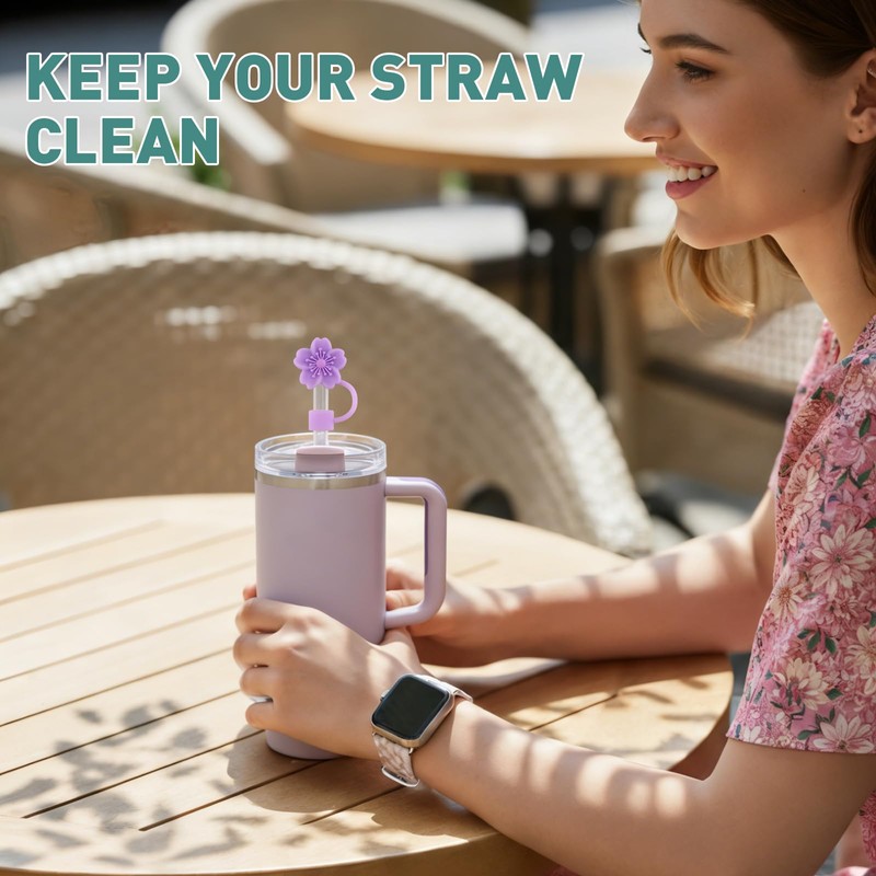 6PCS Silicone Straw Cover, Reusable Straws Tips Protectors