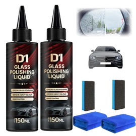 2pcs Bianca Glass Polishing Liquid D1,Car Polishing Compound for Scratches, Wiper Marks & Oil Film with Sponge